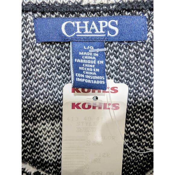 Chaps Black White Plaid Heavy Knit Zip Cardigan Jacket NWT Size Large - Picture 7 of 8